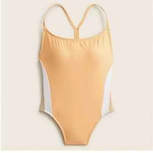 NWT J. Crew Women's Active Colorblock One-Piece Swimsuit Size 22 Orange‎ Coral